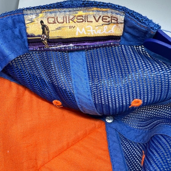 Quicksilver Mesh Adjustable Trucker Hat Orange, Blue w/Logo Patch - Picture 3 of 5